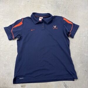 Nike Team Women's Large‎ UVA Short Sleeve Polo Shirt Navy Blue